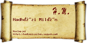 Hadházi Milán névjegykártya